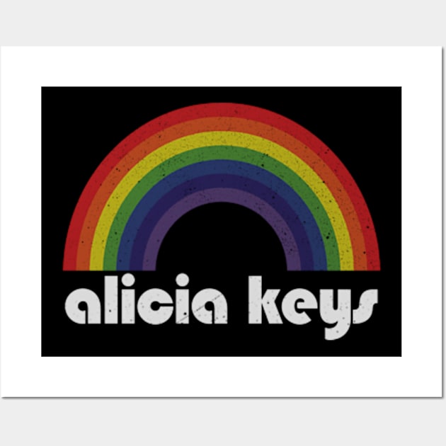 Alicia Keys / Vintage Rainbow Design // Fan Art Design Wall Art by Arthadollar